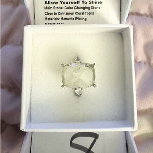 Hematite Plated Silver Ring with Color-Changing Topaz